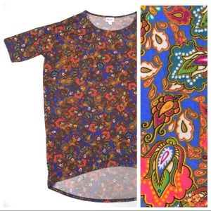LulaRoe Blue Orange Floral Perfect T Shirt Size M